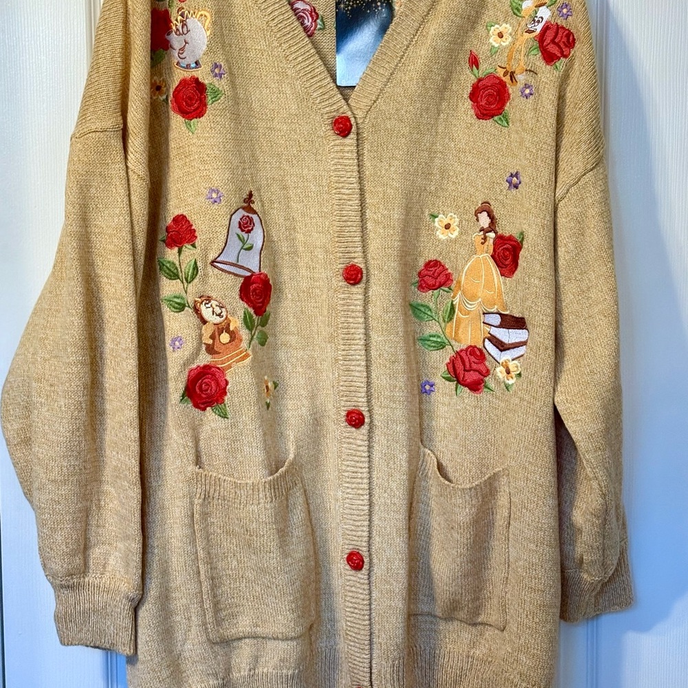 Embroidered beauty and the beast Cardigan Sweater